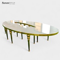 Table de banquet en acier inoxydable de style moderne, buffet en verre pour dîner, mariage, événement, hôtel, salon extérieur