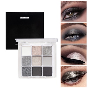 Palette de fards à paupières 9 couleurs effet peau mate, scintillante et pailletée, waterproof, hautement pigmentée pour maquillage de scène et de soirée - Product Image 1