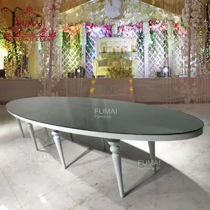 luxury home furniture fish oval shaped MDF restaurant table for wedding events