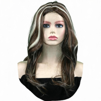 Perruque longue ondulée pour femmes avec partie centrale naturelle cheveux synthétiques pour une utilisation quotidienne de fête mode coiffure à la mode