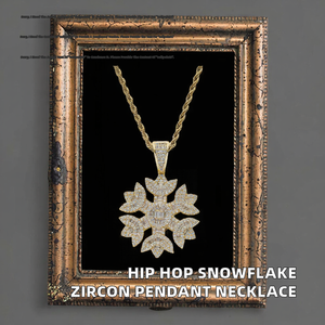 Collar con Colgante de Copo de Nieve, Chapado en Oro de 18K, con Circonitas Cúbicas Engastadas, Cadena de Cuerda, Estilo Hiphop Unisex, para Uso Diario - Product Image 2