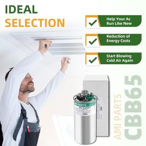 Condensador de Doble Función CBB65, Ahorro de Energía, Cobre, 50, 5 Mfd, 370, 440 V, Redondo, 10 A, para Sistemas HVAC - Product Image 3