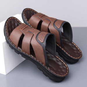 Men's Casual <b>Slides</b> Open Toe Pu Upper Rubber Outsole Anti <b>Slip</b> Outdoor Sandals - Product Image 3
