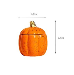 Bestcera Halloween Đồ Trang Trí Trang Trí Nến Trang Trí Chủ Matte Nến Container Bí Ngô Hình Gốm Nến Jar Với Nắp - Product Image 6