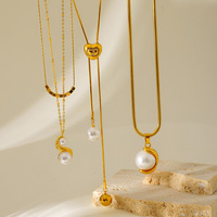 Collier pendentif en imitation perle plaqué or 18 carats pour femme Ivanda, chaîne serpent en acier inoxydable, tendance, certifié, anniversaire
