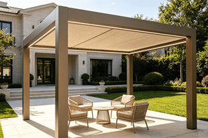 Pergola de luxe RKOVE RK-E1 en aluminium, pavillon extérieur à lames orientables, auvent imperméable avec éclairage LED pour villa et jardin - Product Image 6