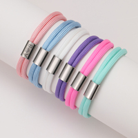 Bracelet tendance en acier inoxydable multi-plaqué Nimai, étanche, avec breloque barre vierge à graver pour hommes et femmes