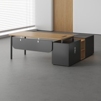 Bureau de direction MEKIA avec armoire latérale, table de 1,6 m et chaise, combinaison moderne et simple pour bureau, en PVC ignifuge
