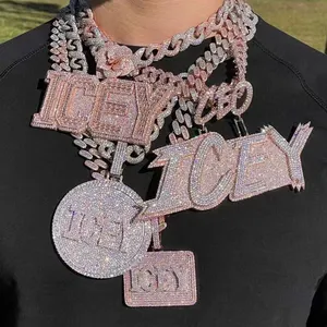 Подвеска из муассанита, ювелирное украшение, 925 из твердого серебра со льдом и бриллиантами, подвеска в стиле хип-хоп с именем, кулон из муассанита