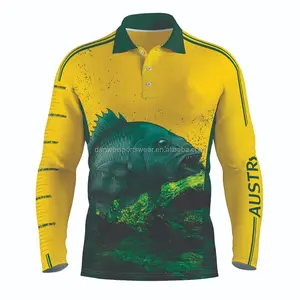 colorful sublimated design fishing shirts long sleeve with button collar