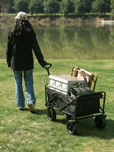 Chariot de camping d'extérieur pliable et robuste avec couleurs personnalisables pour le camping, les pique-niques, la plage, les courses et les voyages - Product Image 6