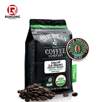 Vente en gros personnalisé imprimé 1 kg 500g sac de café vide à fond plat sac d'emballage en grains de café avec valve et fermeture éclair