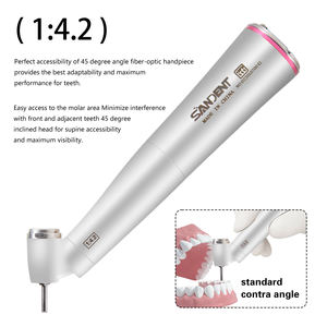 <span class=keywords><strong>Dental</strong></span> 1:4.2 45 ° Aumento de fibra óptica LED Contraángulo Pieza de mano de agua interna 4 Spray Fit Motor eléctrico de 2 ° SANDENT - Product Image 5