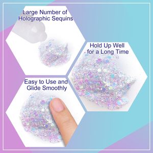 Aixin Private Hair Glitter Gel fácil <span class=keywords><strong>de</strong></span> usar y deslizarse suavemente Music Festival Concierto Traje Face Glitter Gel <span class=keywords><strong>de</strong></span> maquillaje - Product Image 3