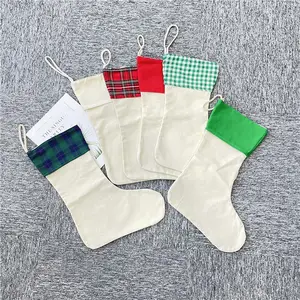 批发100% 涤纶帆布DIY工艺装饰白色空白升华个性化名称圣诞长袜出售