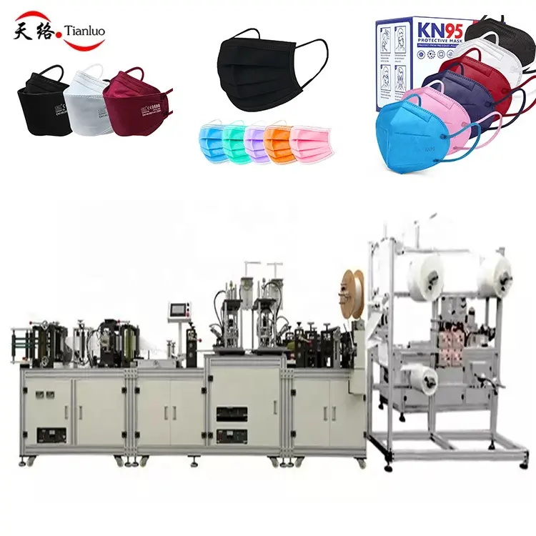 Tianluo自動機械加工サービスFFP2KN95使い捨てフェイシャルフェイスマスク製造機組立ラインアパレル繊維機械