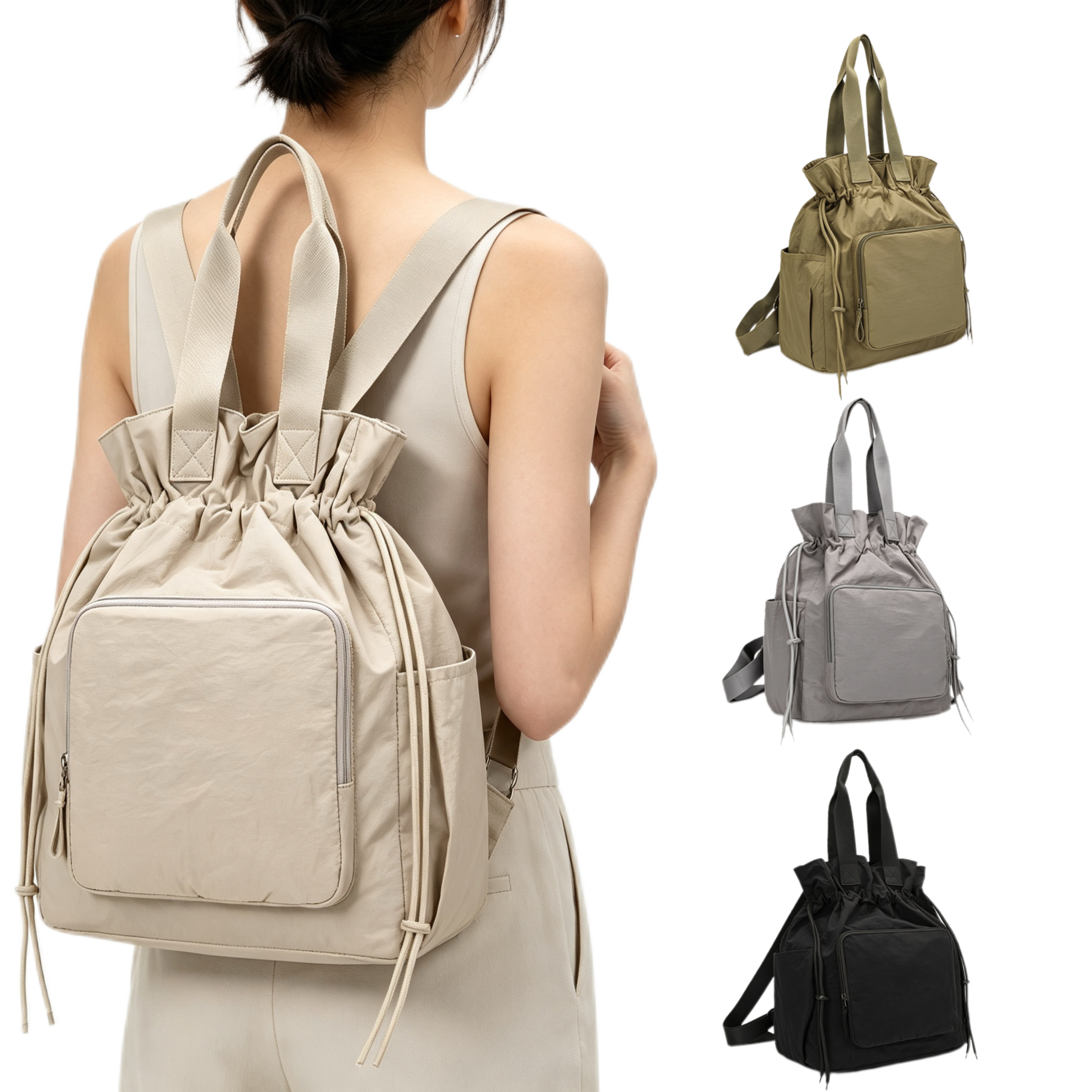 Drawstring Backpack Multifunctional Convertible