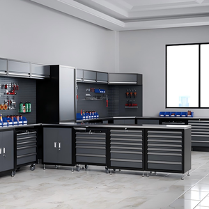 9 unités de rangement modulaire personnalisé pour garage, armoire de rangement robuste en métal, coffre à outils, poste de travail pour garage automobile, établi, <span class=keywords><strong>table</strong></span> de travail - Product Image 1