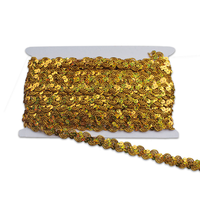 Bordure en dentelle tressée 15 mm pour vêtements de scène, costumes DIY, paillettes de couture, cordon en tissu à sequins dorés pour chapeau