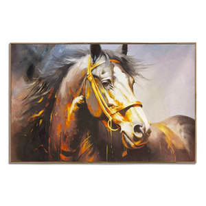 Pintura moderna de caballos, lienzo al óleo personalizado de alta calidad, fábrica de arte Original al por mayor para Hotel, hogar, decoración de pared, Animal - Product Image 1