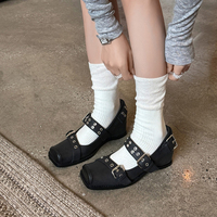 2026 Super Populaires et Tendance Escarpins Mary Jane Coréens Style Scolaire à Boucle, Bout Carré et Talon Compensé Interne pour Filles