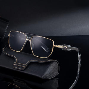 Lunettes de soleil pour homme Polo Haue, monture carrée, verres PC UV400, monture en métal noir et plastique, emballage en boîte CY-98375 - Product Image 1