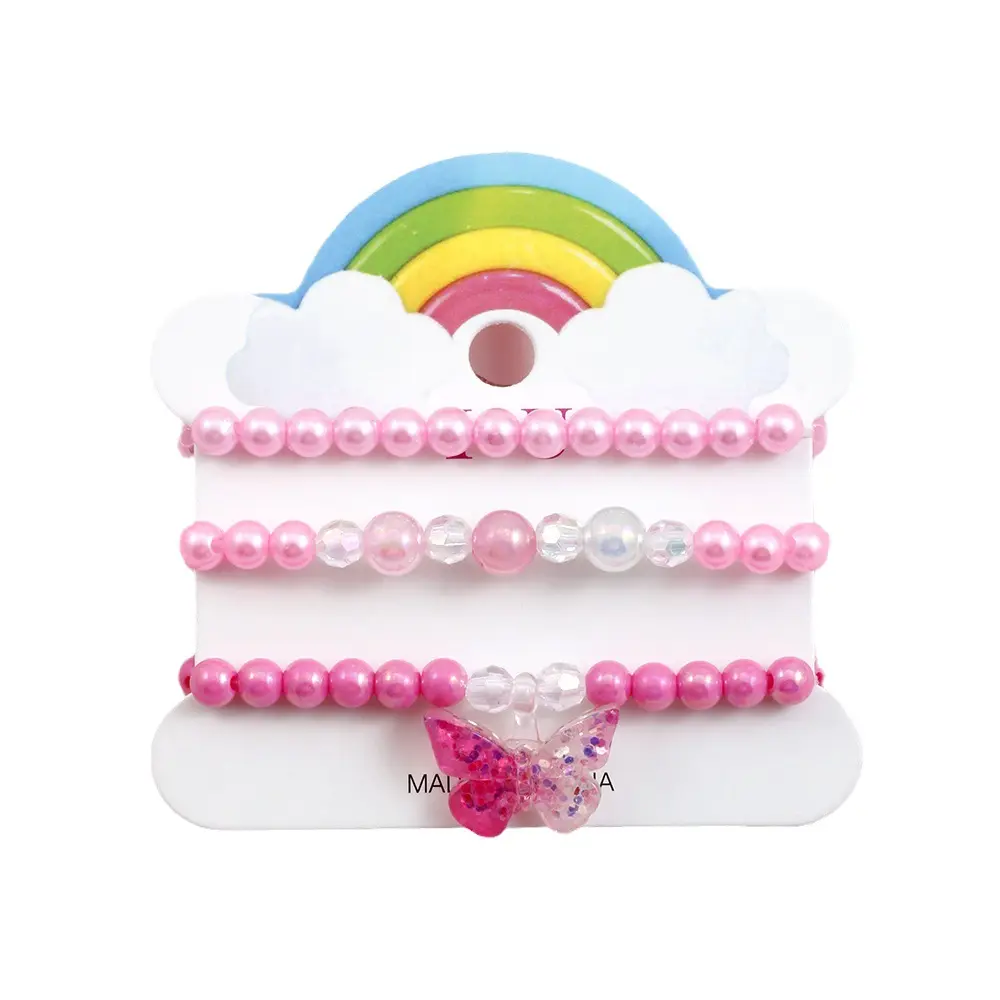 Nouveau arc-en-ciel couleur cordon tissé amitié Bracelets ensemble avec mignon dessin animé argent métal licorne Bracelet à breloques pour enfant fille cadeau