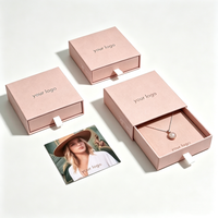 Boîte d'emballage de bijoux de luxe pour collier et boucles d'oreilles, avec logo UV estampé à l'or, boîte en papier coulissante de luxe