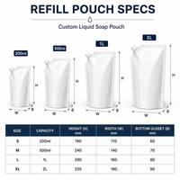 Pochette souple personnalisée avec bec verseur pour savon liquide, rechargeable, avec poignée, pour détergent lessive 300ml 500ml 1L