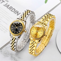 Montres-bracelets de luxe en acier inoxydable doré pour hommes, bracelet en acier, montre à quartz