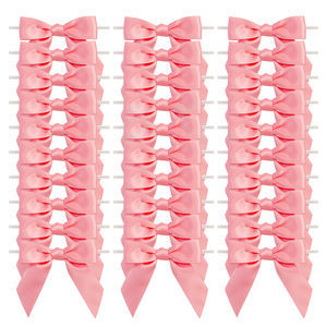 Fabrication <span class=keywords><strong>en</strong></span> usine de 7 nœuds pré-faits <span class=keywords><strong>en</strong></span> <span class=keywords><strong>ruban</strong></span> de polyester satiné rose de 2,5 mm, style boutique, avec attaches torsadées, pour cadeau de la Saint-Valentin - Product Image 2