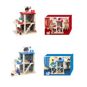 Bambini fai da te in legno fingono di giocare giocattoli Cosplay simulazione capanna fai da te <span class=keywords><strong>stazione</strong></span> di <span class=keywords><strong>polizia</strong></span> e <span class=keywords><strong>stazione</strong></span> dei vigili del fuoco in legno giochi di ruolo giocattoli - Product Image 4