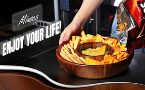 Bol à trempette en bois, bol à chips et à trempette en bambou, plateau de service pour salsa, assiette en bois d'acacia - Product Image 5