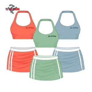 Completo Estivo da Donna in Due Pezzi, Outfit Fitness Personalizzato, <span class=keywords><strong>Abbigliamento</strong></span> Casual Y2K, Gonne <span class=keywords><strong>a</strong></span> Righe e Top Halter - Product Image 2