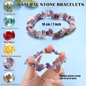 Bracciale elastico in cristallo naturale con pietra schiacciata bracciale colorato - Product Image 3