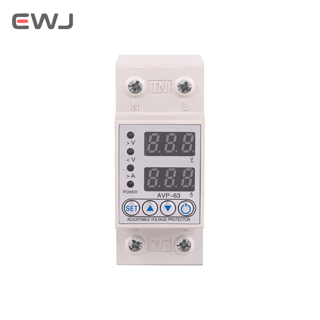 CE Certificate High Quality Single Phase AC Voltage Protector Over Under Voltage Protection Over Current Protection PC Material
