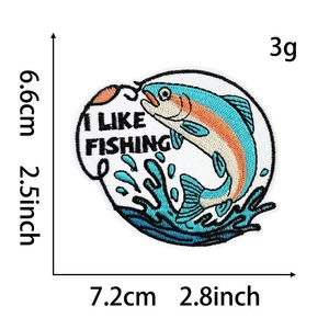 Parches Termoadhesivos <span class=keywords><strong>de</strong></span> Sarga Ecológica Bordados con Motivos <span class=keywords><strong>de</strong></span> Pesca (Pez Espada, Lubina) para Sombreros, Chaquetas, Chalecos, Mochilas y Deportes al Aire Libre - Product Image 2