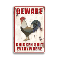 Amusant 12 \ "x 8 \" Tin Signs Funny Chicken Coop Warning Sign UV Printed Outdoor Chicken House Decor Metal Gift for Chicken Lovers