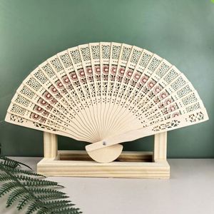 Fatingna Ancient Style Sandalwood Folding Fan Intricate Engraving Hollow Classical Wooden Crafts Wooden <b>Boxes</b> Wall Signs - Product Image 4
