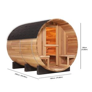 Sauna en cèdre rouge pour 6 personnes avec chauffage 6KW, tuiles imperméables et 2 bancs de porche - Product Image 6