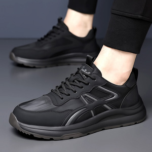 รองเท้าผ้าใบหนังผูกเชือกสำหรับผู้ชายชิโลวาพื้นรองเท้ายางกันกระแทกส้นเตี้ยรองเท้าลำลองสำหรับเดิน - Product Image 2