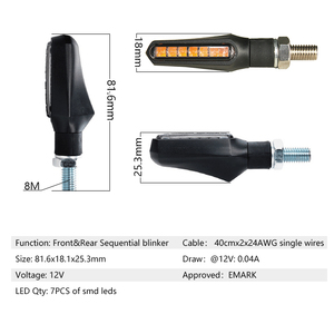 Luz Indicadora LED Ámbar Dinámica Secuencial con Aprobación E-MARK para Todas las Motocicletas - Product Image 2