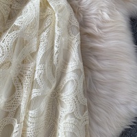 Robe décontractée pour femme à col volanté en dentelle, coupe trapèze, manches courtes, élégante, ajourée, fluide, longueur midi, pour le quotidien