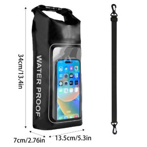 Bolsa Impermeable de PVC para Natación y Buceo, 2L de Gran Capacidad, Tipo Bandolera con Bolsillo para Teléfono, Color Negro - Product Image 1