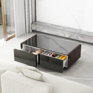Mobili casa soggiorno moderno <span class=keywords><strong>vetro</strong></span> temperato legno nero <span class=keywords><strong>bianco</strong></span> intelligente <span class=keywords><strong>tavolino</strong></span> congelatore frigorifero <span class=keywords><strong>tavolino</strong></span> - Product Image 4