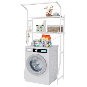 2-परत वाशिंग मशीन अलमारियों घरेलू भंडारण रैक बहुक्रियाशील अंतरिक्ष-बचत मुक्त बाथरूम कपड़े धोने वाले कमरे उपकरण - Product Image 2