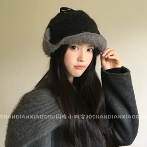 Japanese Style Fluffy Warm Bucket Hat For Women Winter Outdoor Hiking Keep Warm Windproof Camel Black Gray Beige - Product Image 3