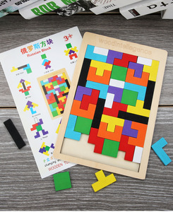 Rompecabezas cuadrado de madera Niños Pensando Expansión Bloques rusos coloridos - Product Image 3