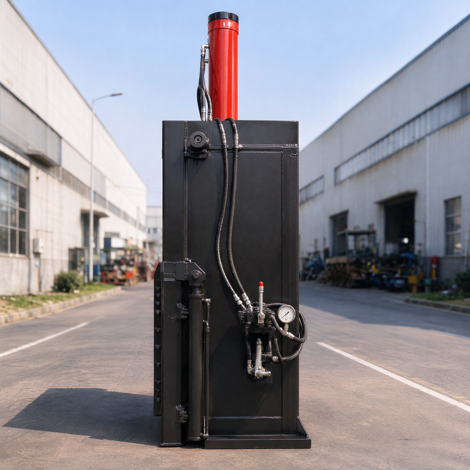 80 Ton Vertical Hydraulic Baler Machine Double Cylinder Grid Door Side ...