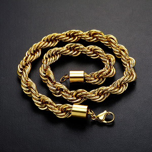 Colar de Cadeia Torcida em Aço Inoxidável com Revestimento a Vácuo 18k, 12mm de Espessura, à Prova de Oxidação e Impermeável para Homens e Mulheres - Product Image 1